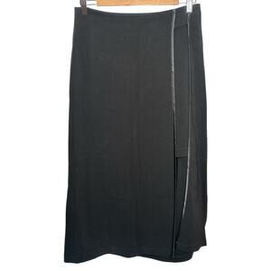 Pianurastudio Black Slit On One Side Layered Short Over Mid Skirt Size 44 US 4
